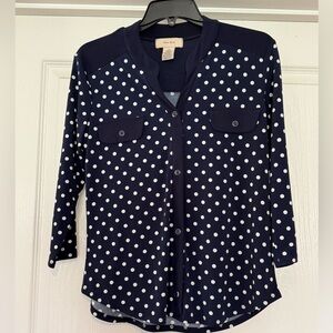 Stylish Navy Polka Dot Blouse